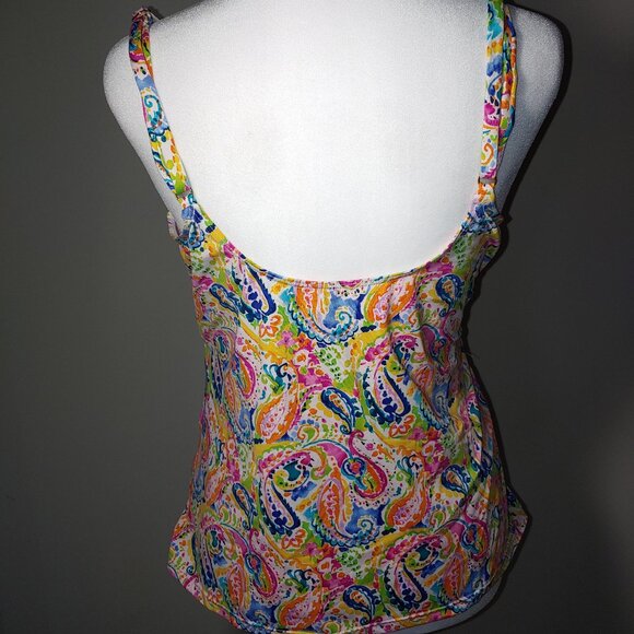 Lauren Ralph Lauren Tankini Top Size 16 Multicolored Paisley Red - Picture 4 of 9
